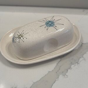 Franciscan Mid-Century Modern Butter Dish with Atomic Starburst Design